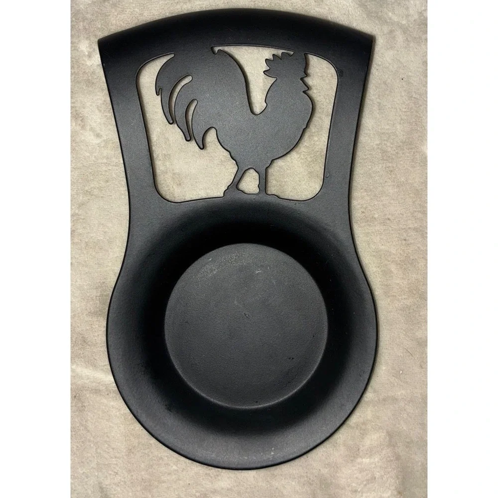 Spoon‎ Rest Rooster Black Metal 9.5x5.5